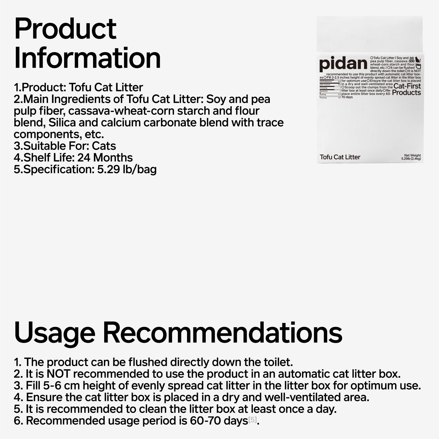 Litière pour chat au tofu biologique