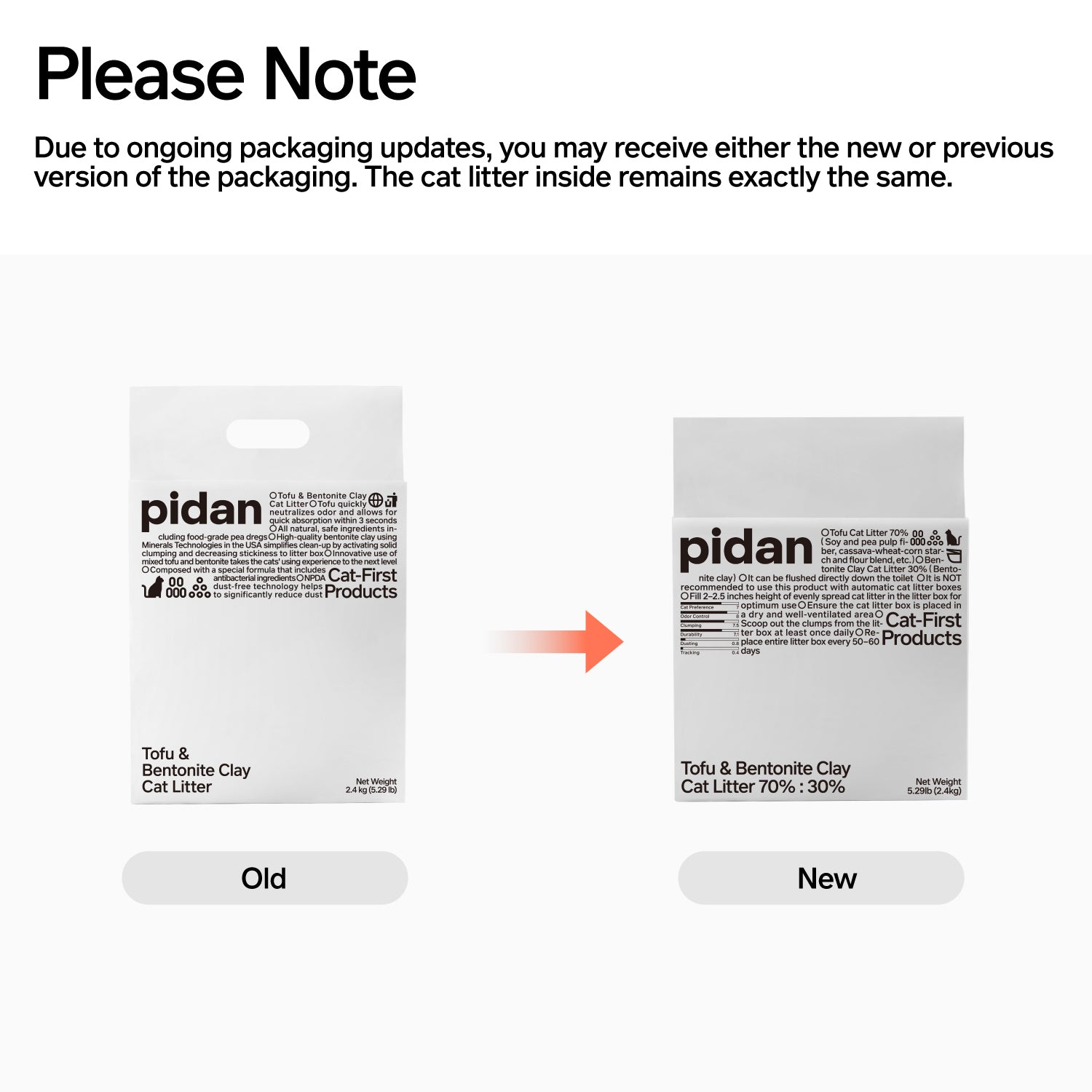 pidan Cat Litter Tofu & Bentonite | 2.4 kg per Bag | PD1605M1E