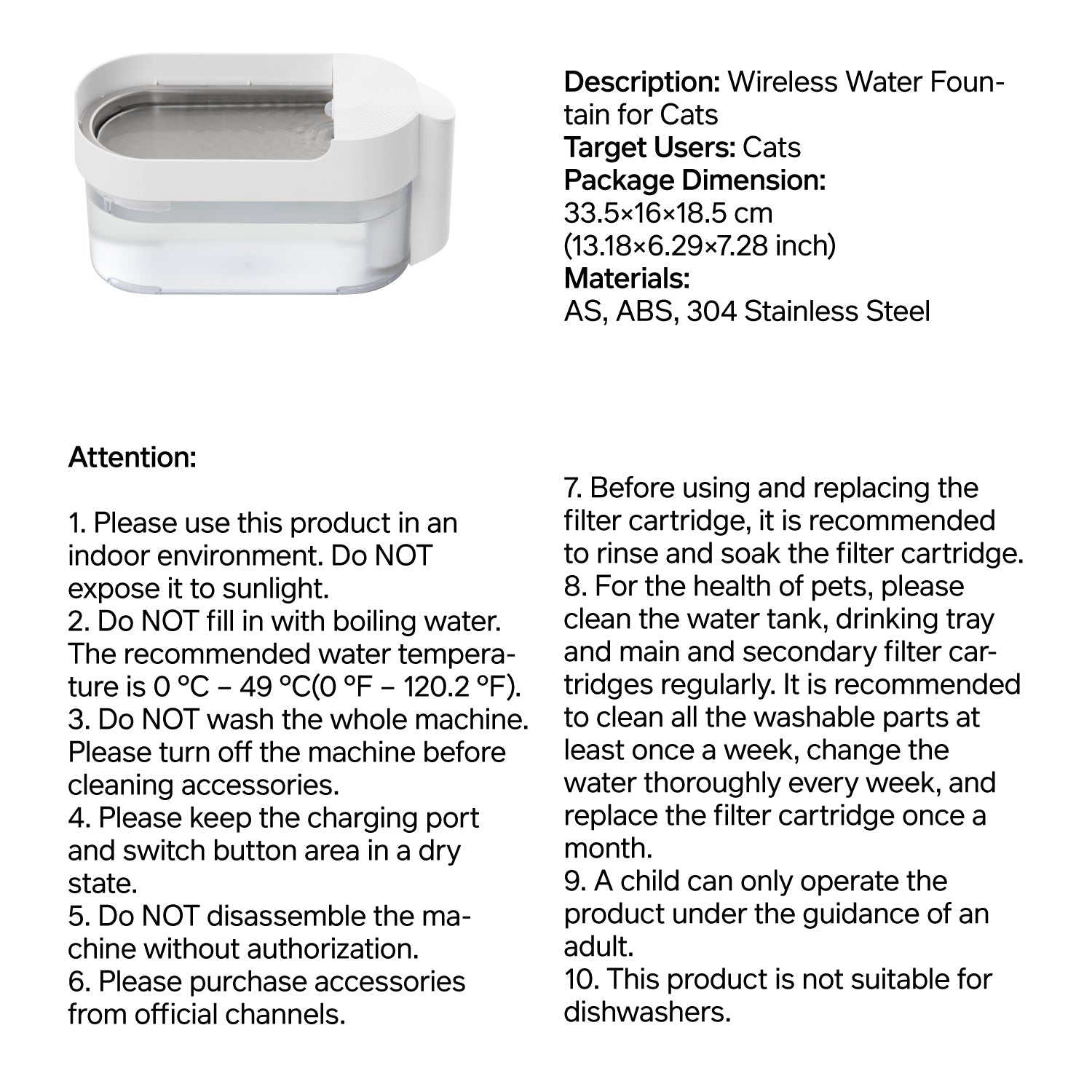 pidan Cat Water Fountain Wireless Type